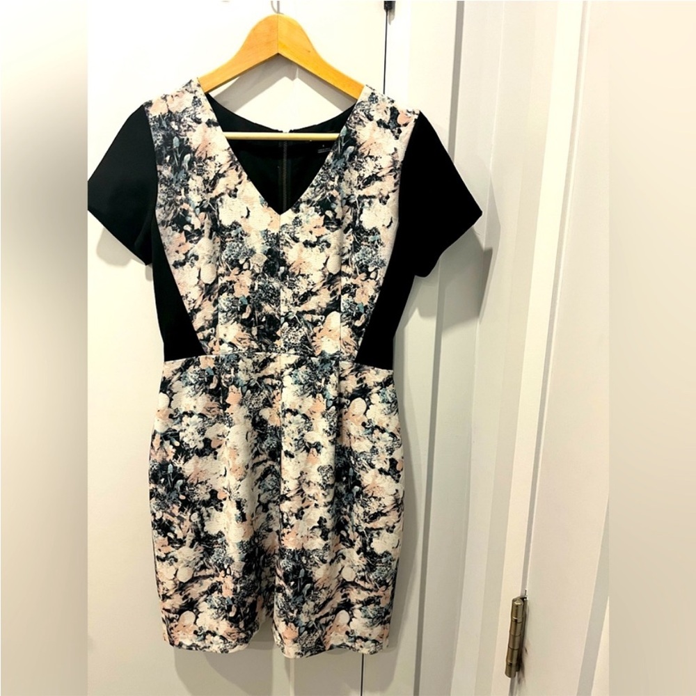 Club Monaco Black and Cream Mini Dress